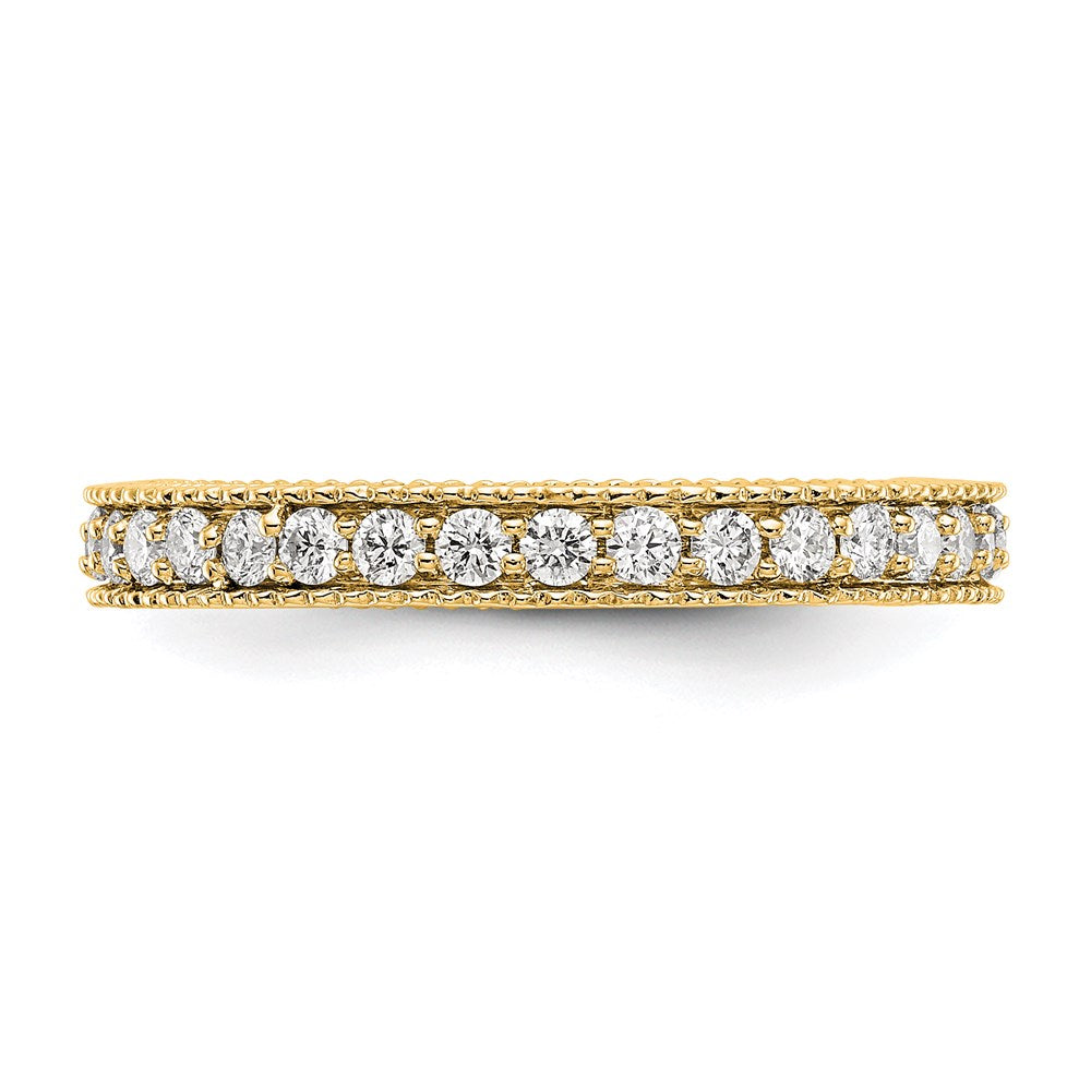 14K Yellow Gold Polished 3/4CT Milgrain Edge Diamond Eternity Wedding Band Ring