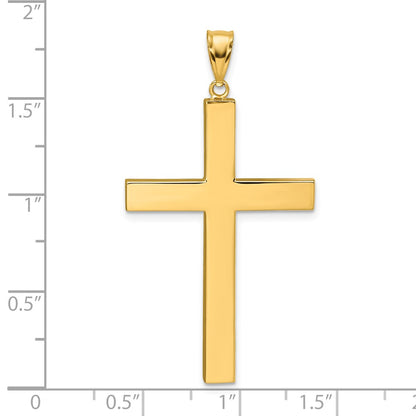14K Yellow Gold Polished Hollow Latin Cross Pendant