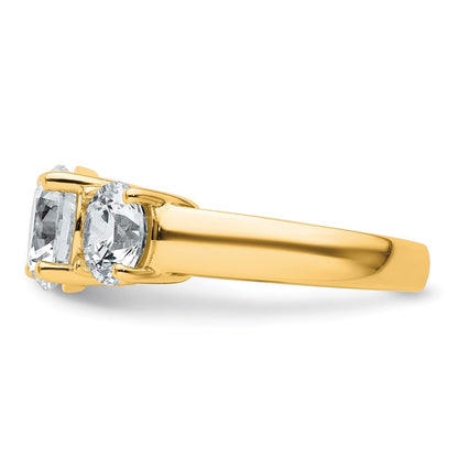 14K Yellow Gold 4 carat Certified Lab Grown Diamond VS+ F+ Three Stone Complete Engagement Ring