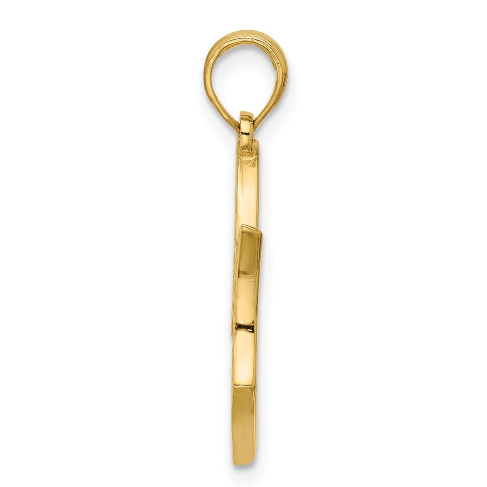 14K Yellow Gold Polished MOM And Heart Pendant