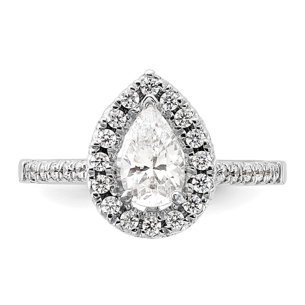 True Origin 14K White Gold 3/8 carat Lab Grown Diamond VS+ F+ Semi-Mount Pear Halo Engagement Ring