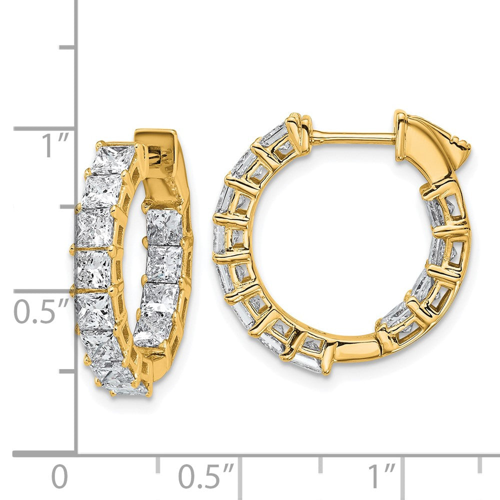 14K Yellow Gold Inside/Outside Cert Lab Grown VS/SI FGH Princess Diamond Hoop Earrings