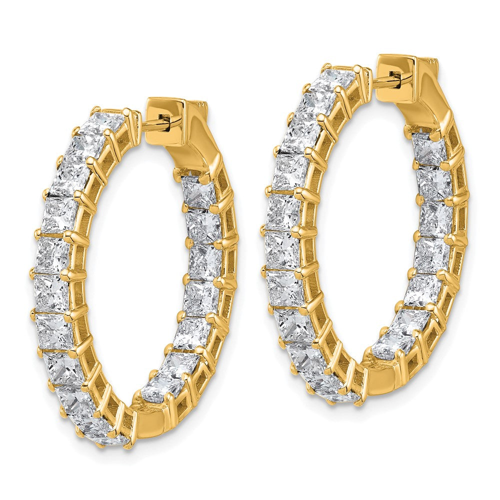 14K Yellow Gold 6 1/8 Lab Grown Diamond VS/SI+ G+ Princess Complete In and Out Hoop Earrings