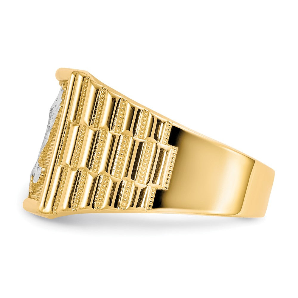 14K Yellow Gold and Rhodium Men's Eagle Ring