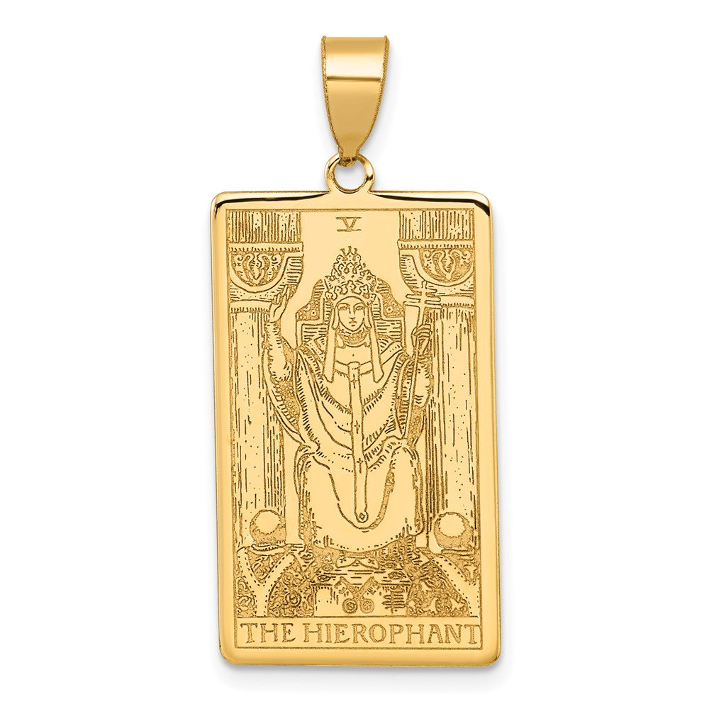 14K Yellow Gold The Hierophant Tarot Card Pendant