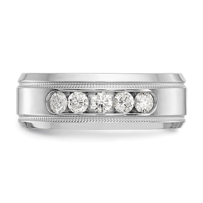True Origin 14K White Gold 1/2 carat Lab Grown Diamond VS+ F+ Size 10 Complete Bevel Miligrain Wedding Band Ring