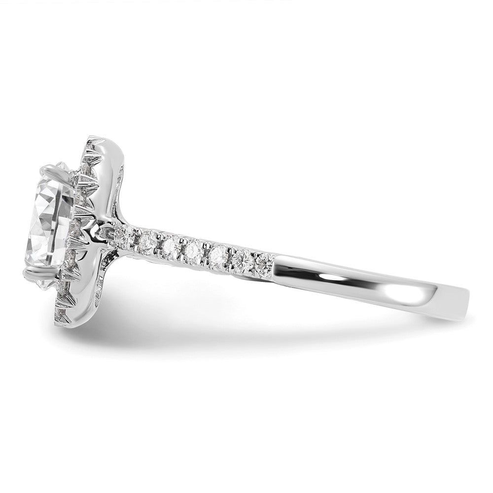 True Origin 14K White Gold 1/2 carat Lab Grown Diamond VS+ F+ Semi-Mount Oval Halo Engagement Ring