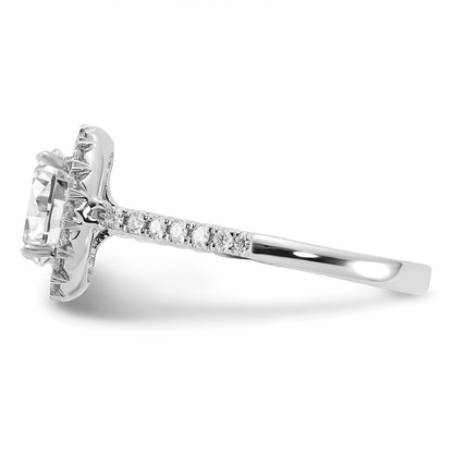 True Origin 14K White Gold 1/2 carat Lab Grown Diamond VS+ F+ Semi-Mount Oval Halo Engagement Ring