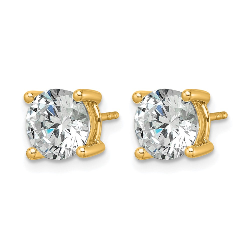 14K Yellow Gold 3 carat Certified Lab Grown Diamond VS/SI+ G+ Round Complete Four Prong Lightweight Stud Earrings