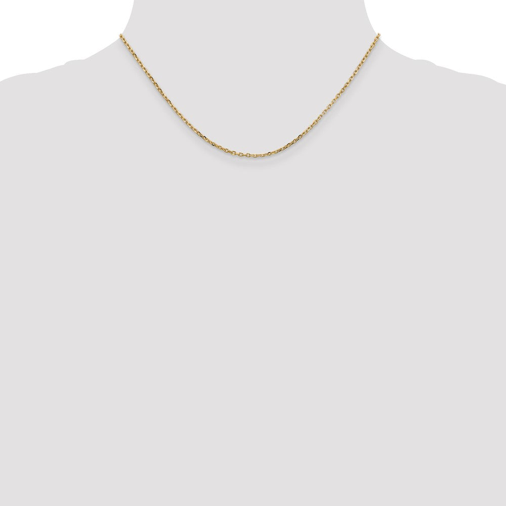 14K Yellow Gold 16 Inch 1.8mm Diamond-cut Round Open Link Cable with Lobster Clasp Chain