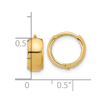 14K Yellow Gold Polished 5mm Hinged Huggie Hoop Earrings