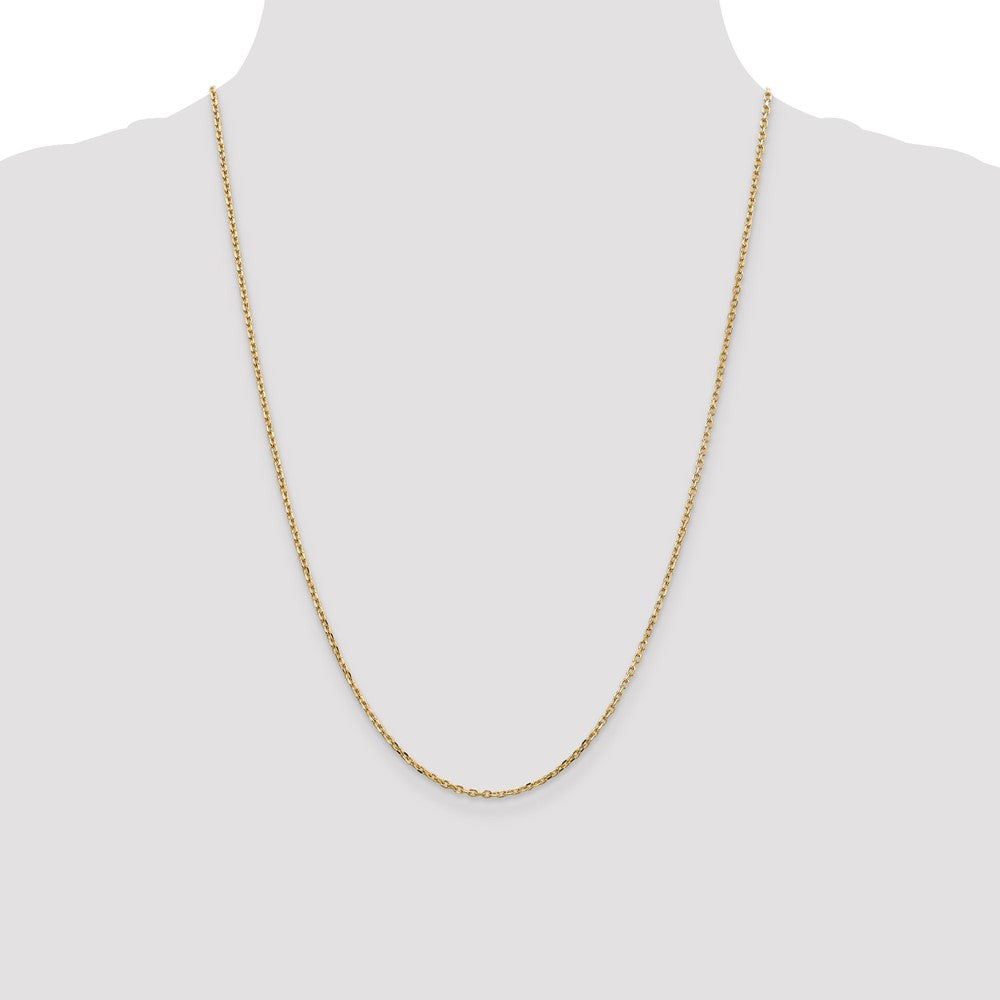 14K Yellow Gold 24 Inch 1.8mm Diamond-cut Round Open Link Cable with Lobster Clasp Chain