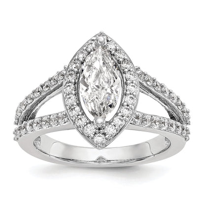 14K White Gold Halo Plus (Holds 1 carat (10x5mm) Marquise Center) 3/4 carat Diamond Semi-Mount Engagement Ring