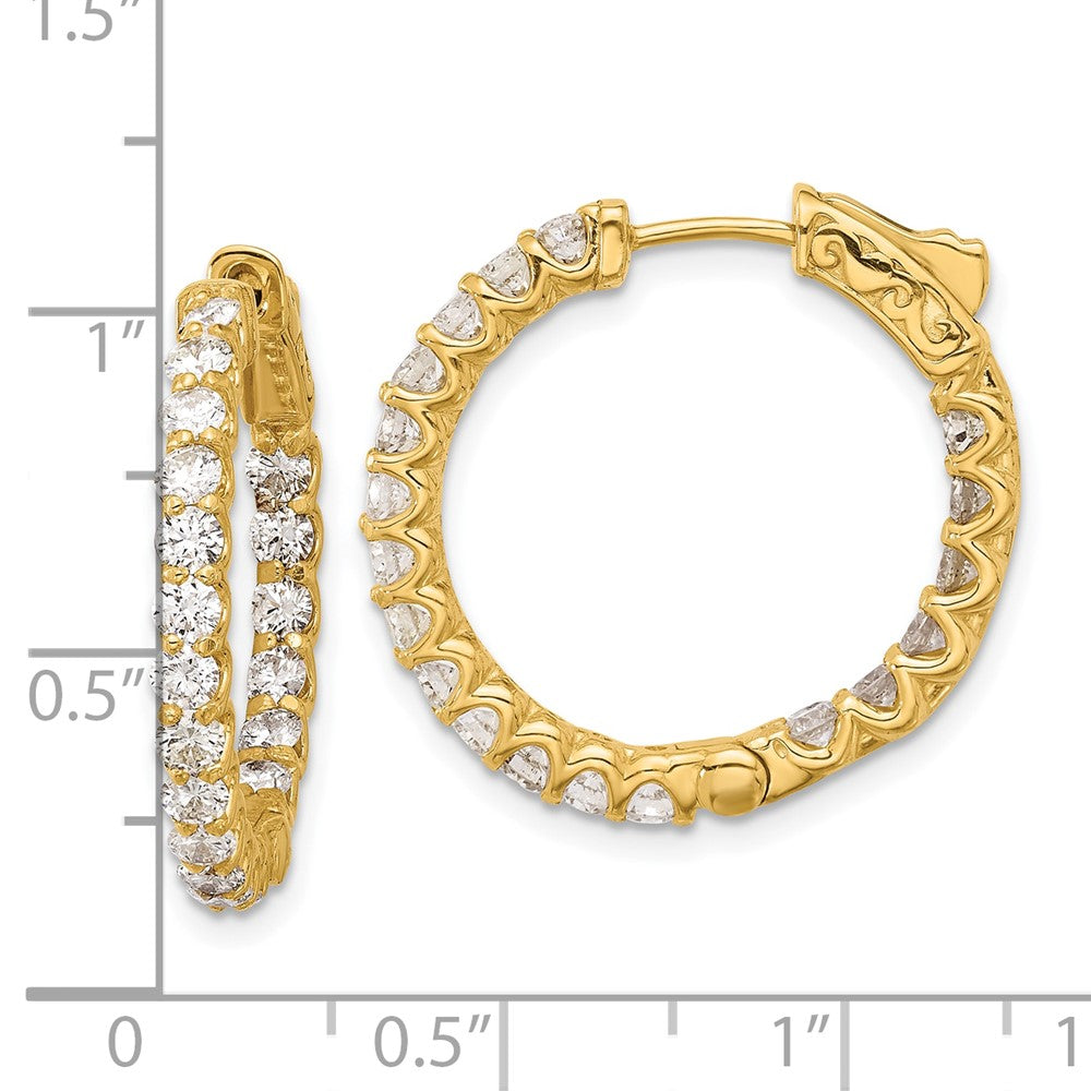 14K Yellow Gold 1.55 carat Diamond In/Out Hoop w/Safety Clasp Earrings