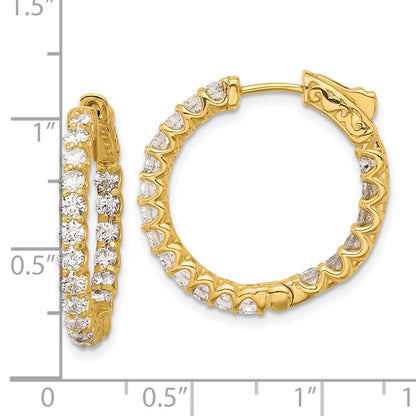 14K Yellow Gold 1.55 carat Diamond In/Out Hoop w/Safety Clasp Earrings