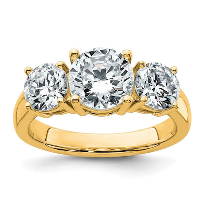 14K Yellow Gold 3 carat Lab Grown Diamond VS+ F+ Three Stone Complete Engagement Ring