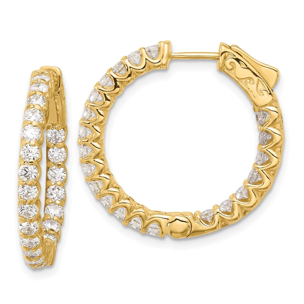 14K Yellow Gold 2.1 carat Diamond In/Out Hoop w/Safety Clasp Earrings