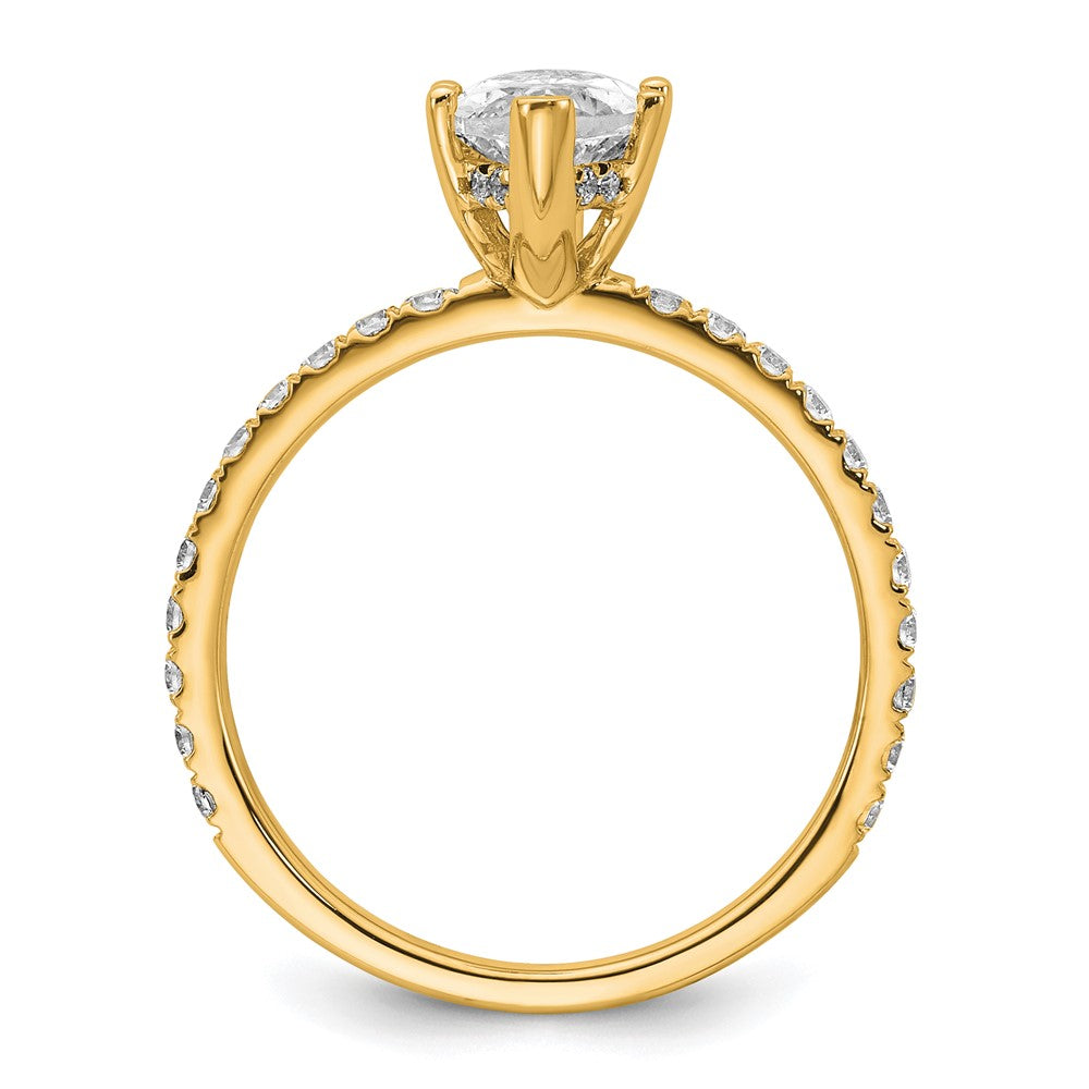 14K Yellow Gold 2 carat Certified Lab Grown Diamond VS/SI+ G+ Marquise Complete Solitaire with Flair Engagement Ring