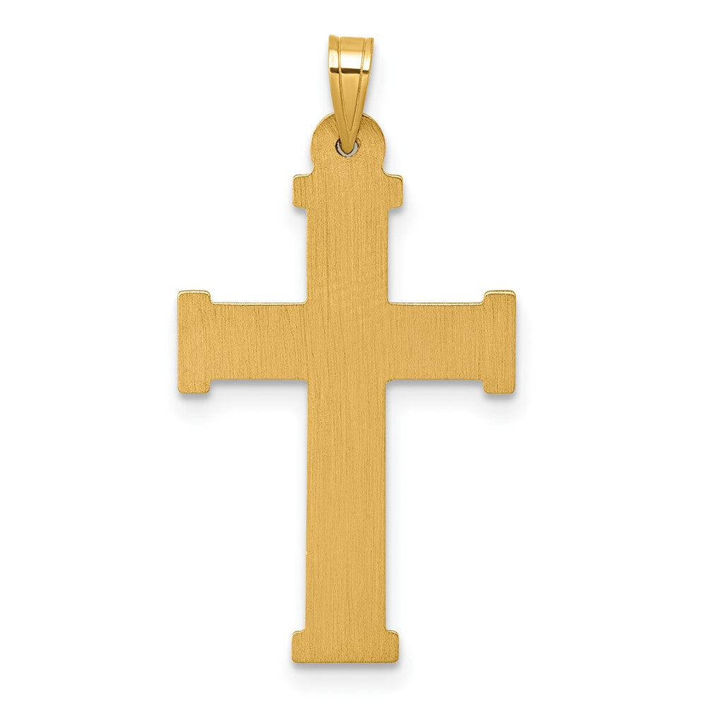 14K Yellow Gold with Rhodium Polished and Textured INRI Crucifix Cross Pendant