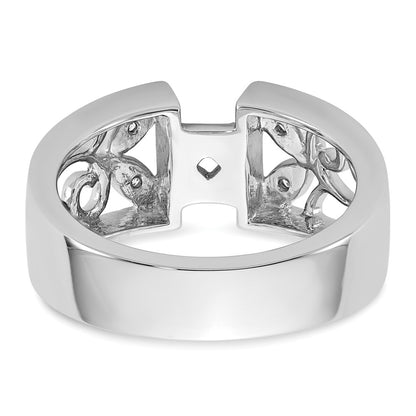14K White Gold Leaf Design Peg Set 1/20 carat Diamond Semi-mount Engagement Ring