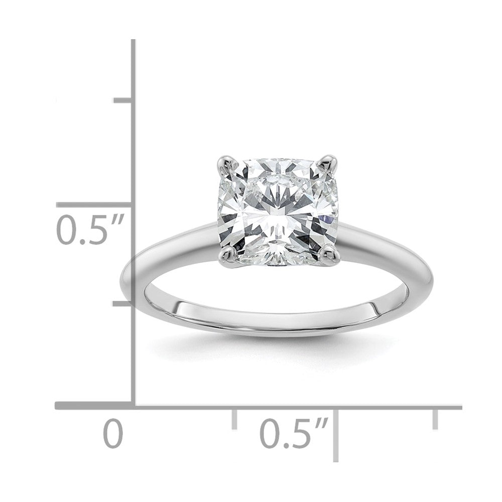 14K White Gold 2 carat Lab Grown Diamond VS+ F+ Cushion Complete Solitaire Engagement Ring