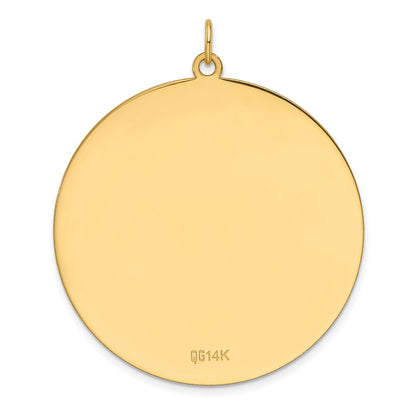14K Yellow Gold Plain .013 Gauge Round Engravable 38.3mm Disc Charm