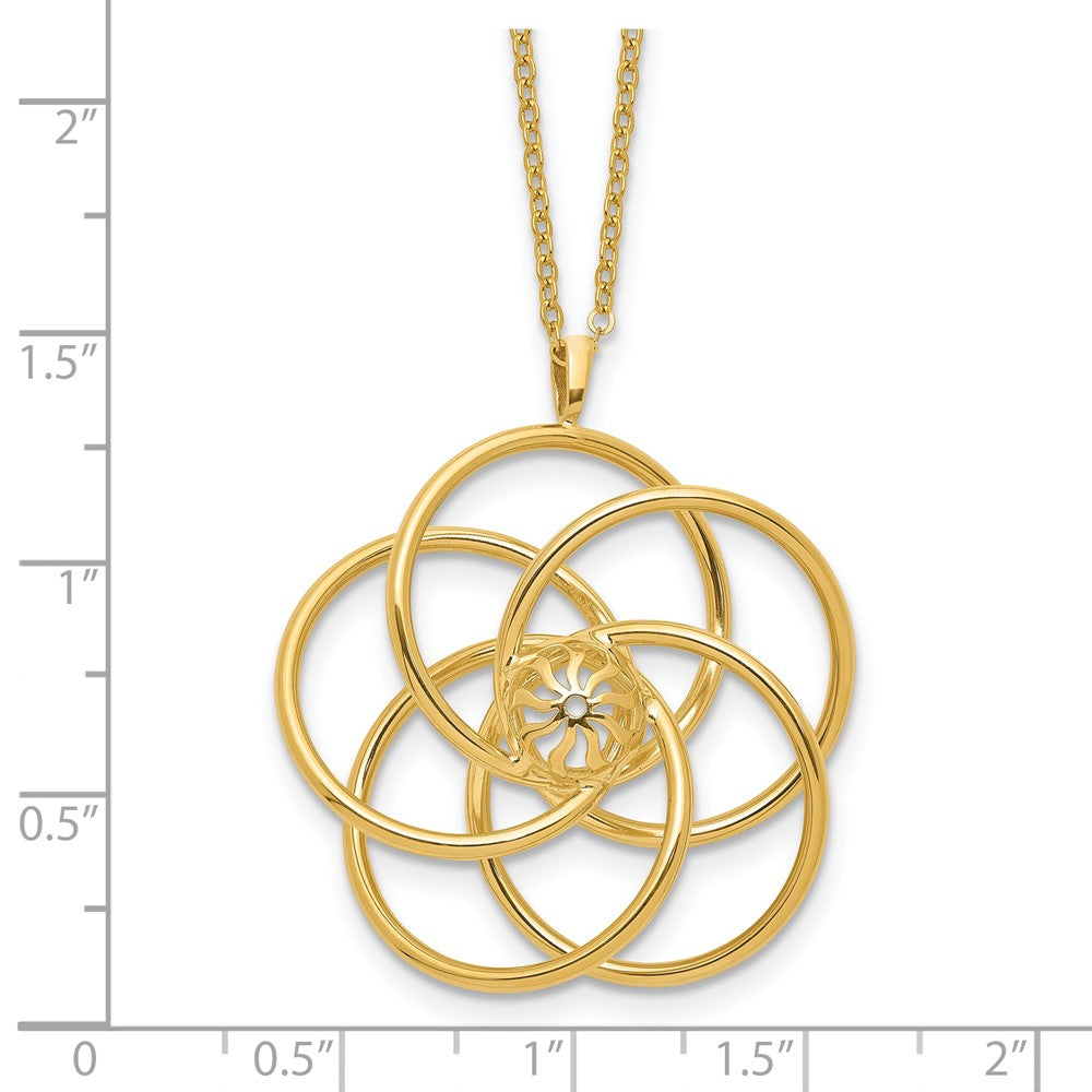 14K Yellow Gold Polished Floral Pendant 17 Inch Necklace