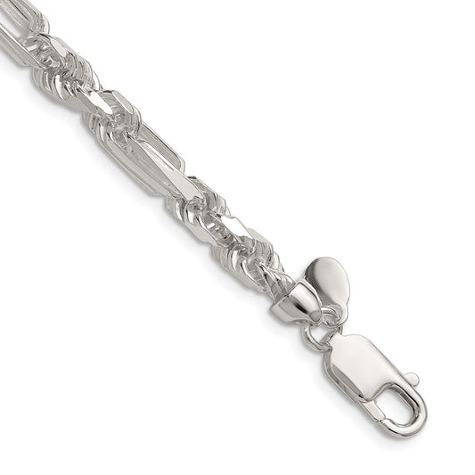 Sterling Silver 6mm D/C Figarope 20 Inch Chain