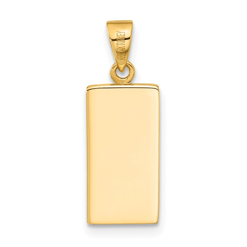 14K Yellow Gold Polished FINE GOLD Bar Pendant