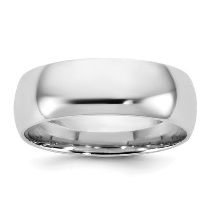 14k White Gold 6.5mm Standard Comfort Fit Wedding Band Ring