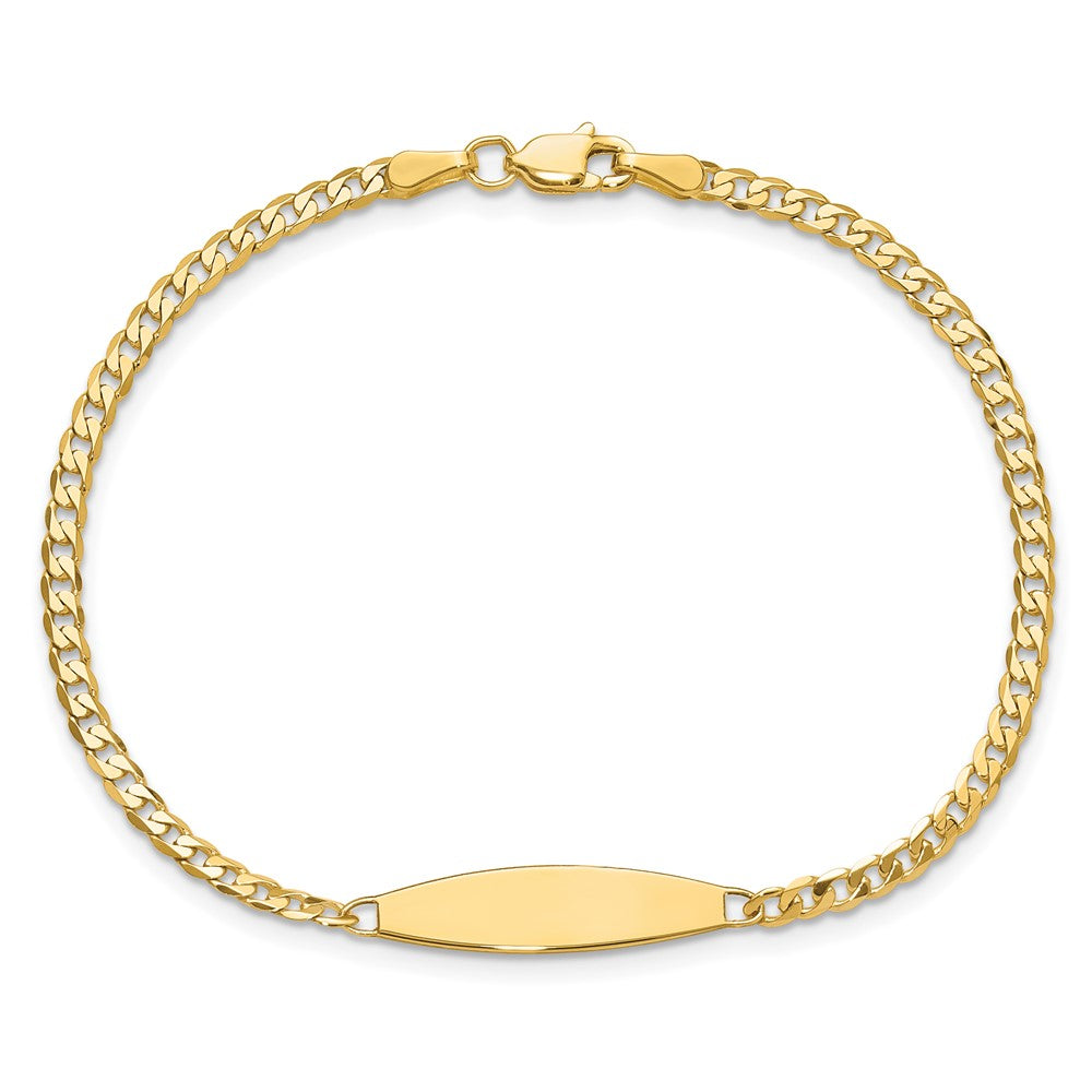 14K Yellow Gold Polished Solid Chain/Solid Plate Curb Link 36x5.1mm Plate 8 Inch ID Bracelet