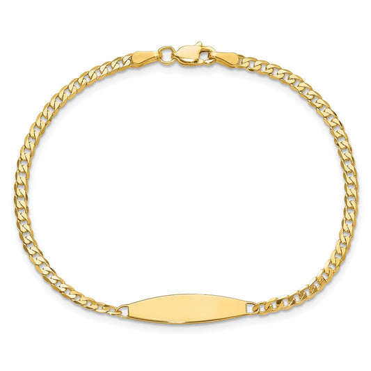 14K Yellow Gold Polished Solid Chain/Solid Plate Curb Link 36x5.1mm Plate 8 Inch ID Bracelet