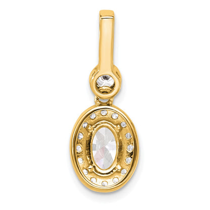 14K Yellow Gold 2 carat Lab Grown Diamond VS/SI+ G+ Oval Complete Halo Pendant