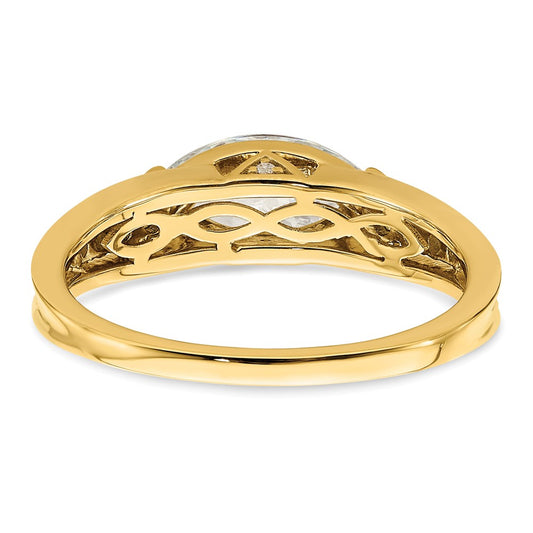 14K Two-Tone Gold East West (Holds 1 carat (10.5x5.6mm) Marquise Center) 1/6 carat Diamond Semi-Mount Engagement Ring