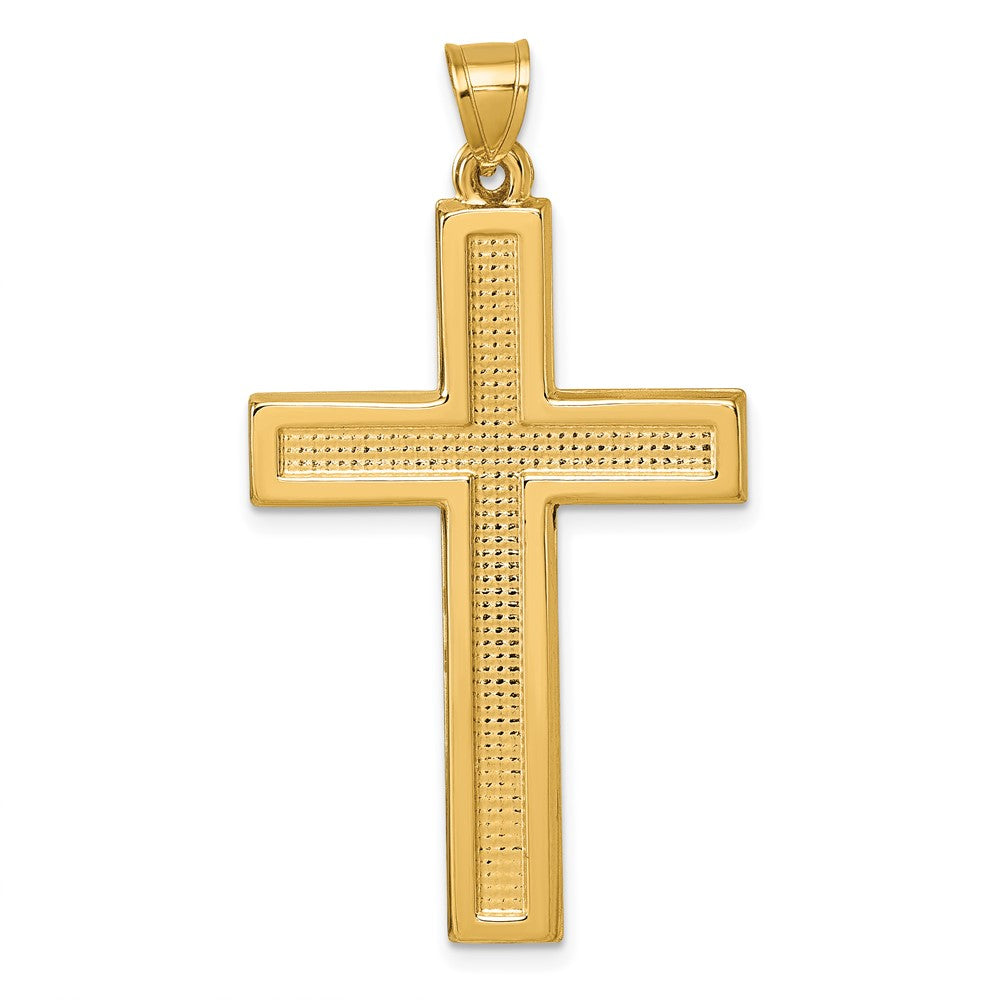 14K Yellow Gold Polished And Textured Latin Cross Pendant