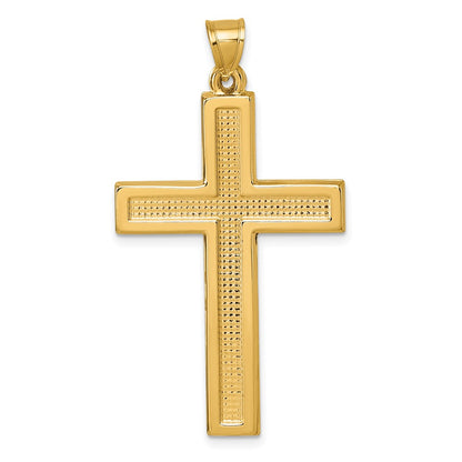 14K Yellow Gold Polished And Textured Latin Cross Pendant