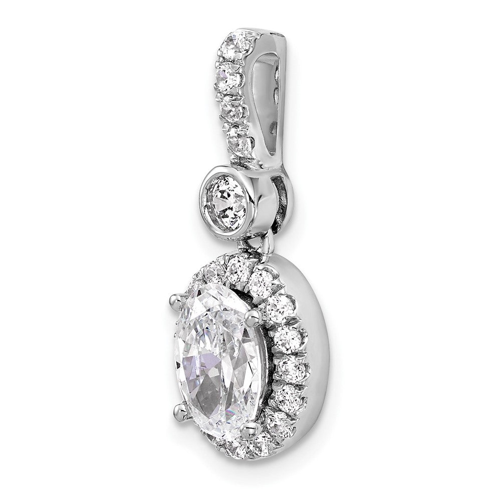 14K White Gold 2 carat Lab Grown Diamond VS/SI+ G+ Oval Complete Halo Pendant