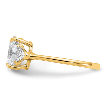 14K Yellow Gold 2 carat Certified Lab Grown Diamond VS/SI+ G+ Complete Oval and Trillion Three Stone Engagement Ring
