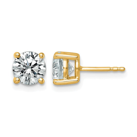14K Yellow Gold 2 1/2 carat Certified Lab Grown Diamond VS/SI+ G+ Round Complete Four Prong Lightweight Stud Earrings