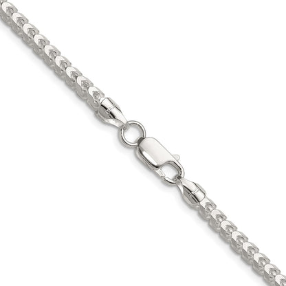 Sterling Silver 4.0mm D/C Square Franco 30 Inch Chain