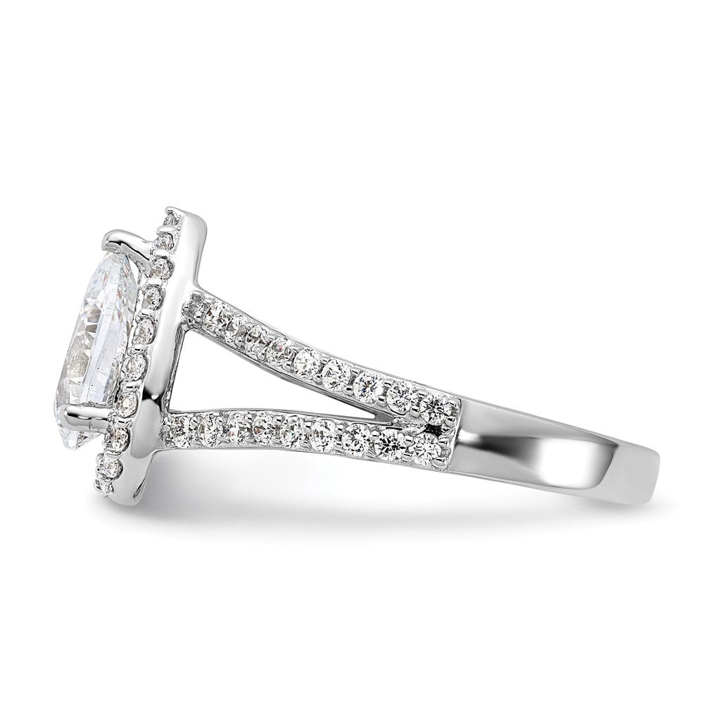 True Origin 14K White Gold 5/8 carat Lab Grown Diamond VS+ F+ Semi-Mount Pear Halo Engagement Ring