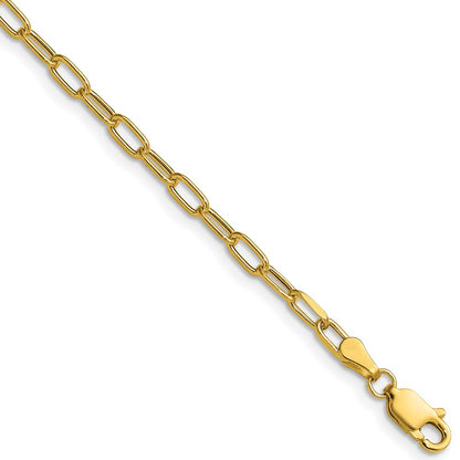 14K Yellow Gold 3.0mm Semi-Solid Beveled Paperclip 26 Inch Chain