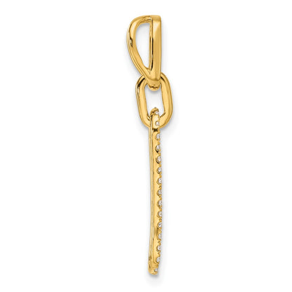 14K Yellow Gold Polished 1/6 carat Diamond Paperclip Link Pendant