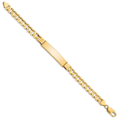 14K Yellow Gold Polished Solid Chain/Solid Plate Curb Link 37x8mm Plate 8 Inch ID Bracelet