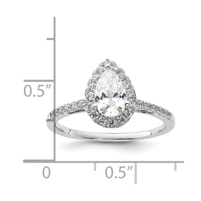 14K White Gold Halo (Holds 1 carat (8x5mm) Pear Center) 1/3 carat Diamond Semi-mount Engagement Ring