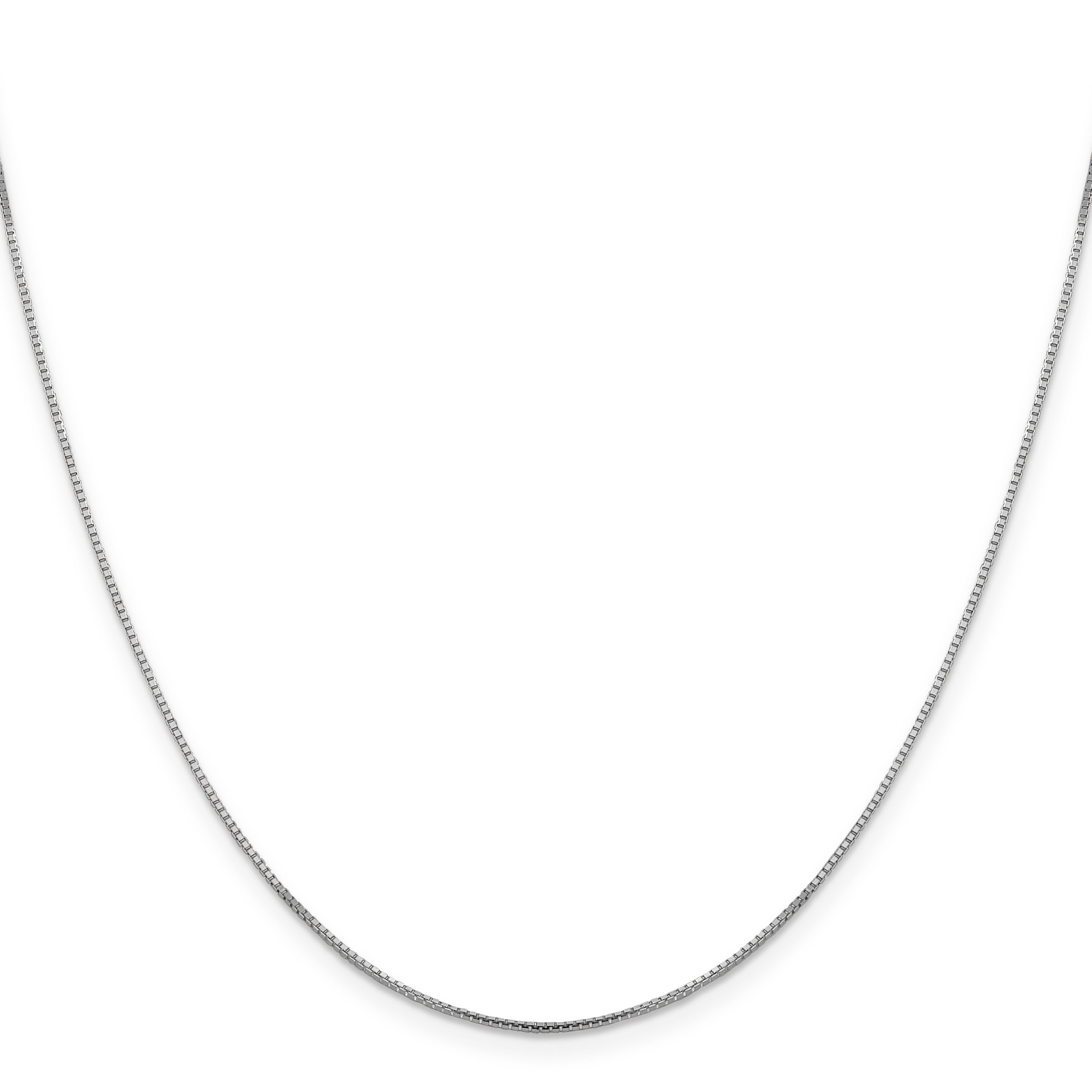 18 Inch 14K White Gold 1mm Sparkle Octagonal Box Chain Necklace