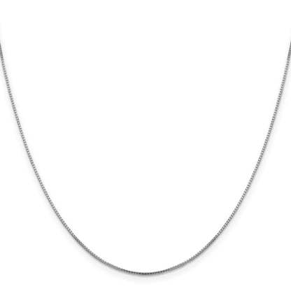 18 Inch 14K White Gold 1mm Sparkle Octagonal Box Chain Necklace