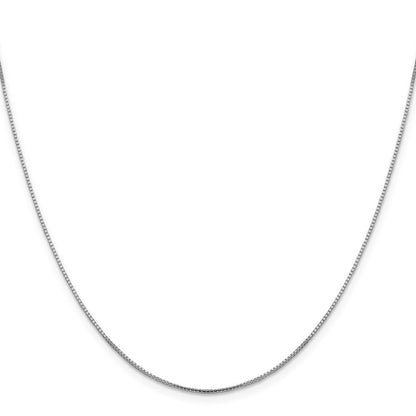 2 Inch 14K White Gold 1mm Sparkle Octagonal Box Chain Necklace