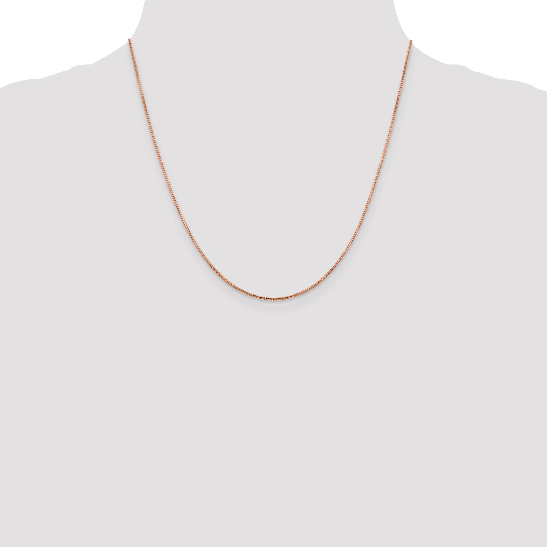 2 Inch 14K Rose Gold 1mm Sparkle Octagonal Box Chain Necklace