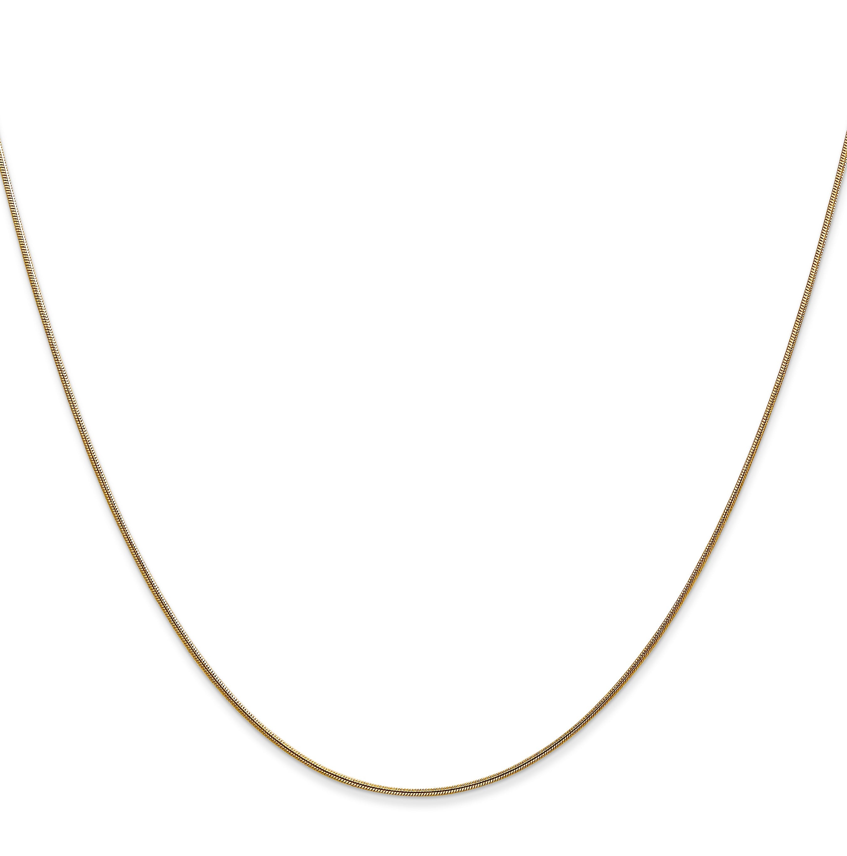 24 Inch 14K Yellow Gold .8mm Round Snake Chain Necklace